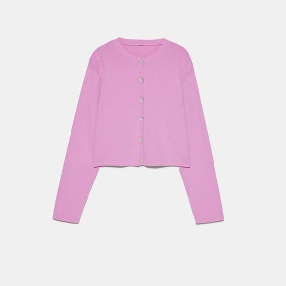 Zara Pink Buttoned Cardigan - Picture 3 of 5